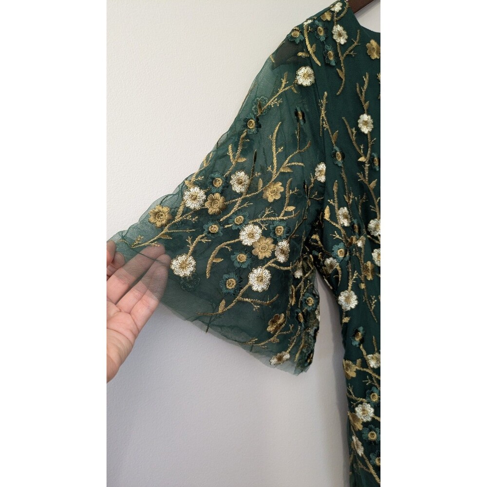 Baltic Born Arabella Maxi Dress XL Floral Embroidered Tulle Wedding Event Green - Picture 2 of 12